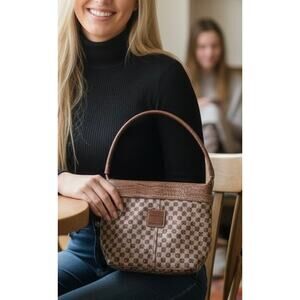 Liz Claiborne Y2K Monogram Shoulder Bag Brown Mini Purse